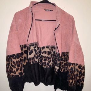 Vintage leopard print track/Jean jacket